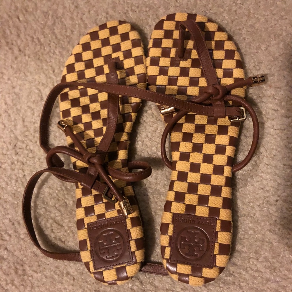 NEW Tory Burch checkered gorgeous leather sandals